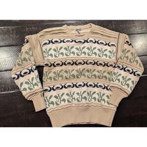 80s Vintage H. J. II Cotton Floral Sweater Size M Cottagecore Peasant | 250974